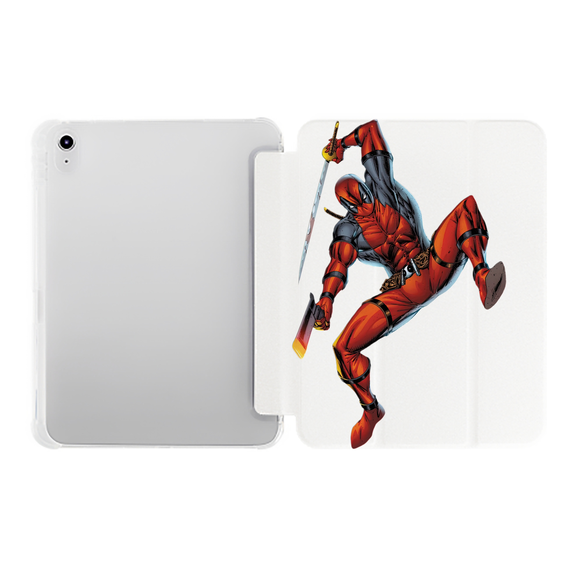 （画像用） Deadpool デッドプール IPad ケース ペン収納付き 三つ折りスタンド PUレザー×シリコン 対応機種9.5/10.5/10.9インチ